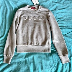 Gucci Light Gray Crewneck Sweatshirt with Interior Tag